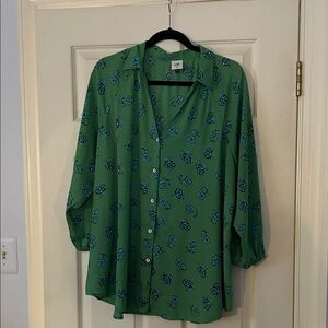 CAbi Green Floral Blouse